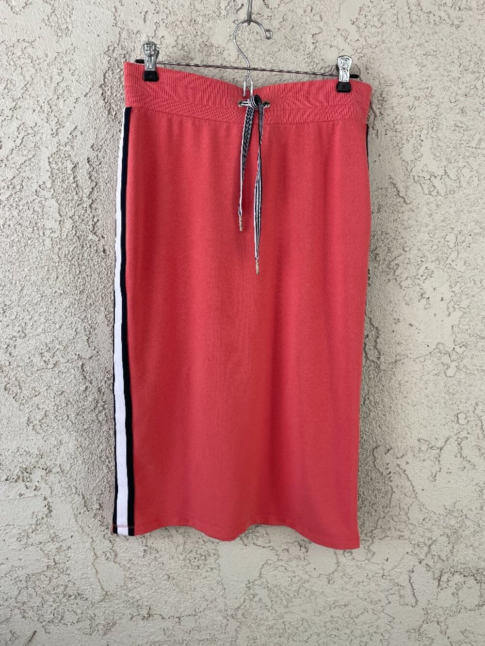 Tommy Hilfiger Coral Sweatshirt Skirt Small Side Stripe Athletic Athleisure Midi